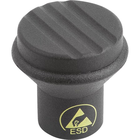 Kipp Mushroom Knob Antistatic Size:1 D=M05 D1=21 Thermoplastic, Black Ral9011, Comp:Steel K0251.110524